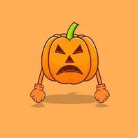 Pumpkin halloween isolated illustration creepy vector with hand