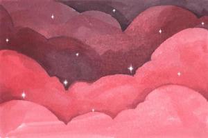 Pink clouds and star for background. Watercolor background. vector