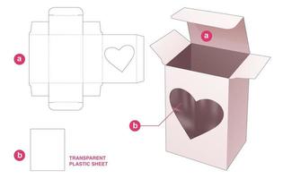 packaging box with plastic sheet die cut template vector