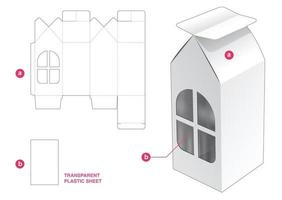 packaging box with plastic sheet die cut template vector