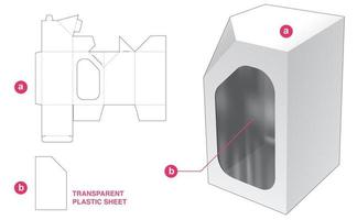 packaging box with plastic sheet die cut template vector