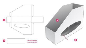 packaging box with plastic sheet die cut template vector