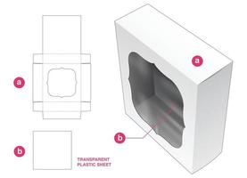 packaging box with plastic sheet die cut template vector