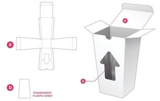 packaging box with plastic sheet die cut template vector