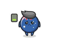 australia flag badge mascot character doing a tired gesture vector