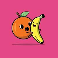 Cute Orange Hug Banana vector