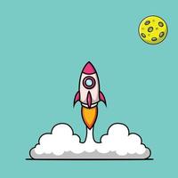 Rocket Launch And Moon vector