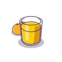 Orange juice with orange fruit illustration vector