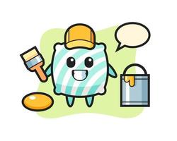 Character Illustration of pillow as a painter vector