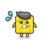 sponge mascot character with afraid gesture vector