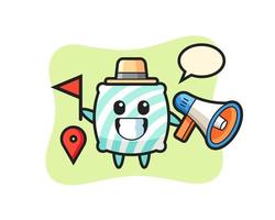 Character cartoon of pillow as a tour guide vector