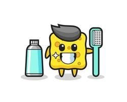 Mascot Illustration of sponge with a toothbrush vector