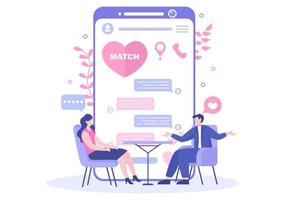 Dating App Flat Design Illustration vector