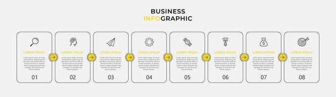 Plantilla de negocio de diseño infográfico con iconos y 8 opciones o pasos. vector