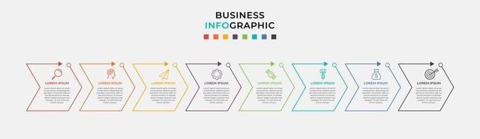 Plantilla de negocio de diseño infográfico con iconos y 8 opciones o pasos. vector