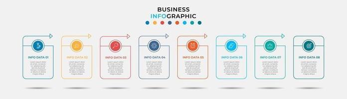 Plantilla de negocio de diseño infográfico con iconos y 8 opciones o pasos. vector