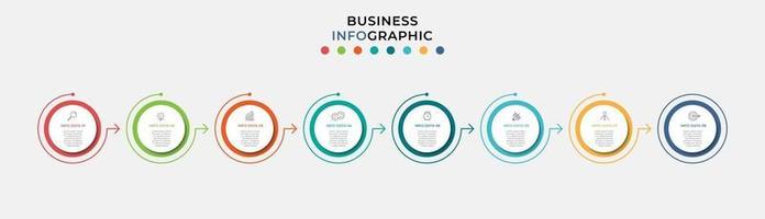 Plantilla de negocio de diseño infográfico con iconos y 8 opciones o pasos. vector