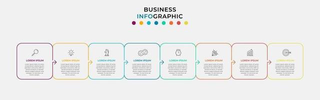 Plantilla de negocio de diseño infográfico con iconos y 8 opciones o pasos. vector