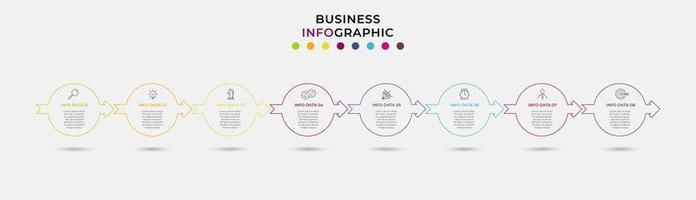 Plantilla de negocio de diseño infográfico con iconos y 8 opciones o pasos. vector