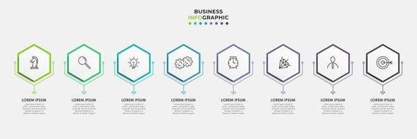 Plantilla de negocio de diseño infográfico con iconos y 8 opciones o pasos. vector