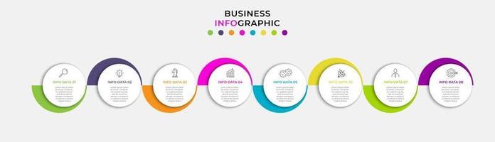 Plantilla de negocio de diseño infográfico con iconos y 8 opciones o pasos. vector