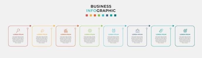 Plantilla de negocio de diseño infográfico con iconos y 8 opciones o pasos. vector