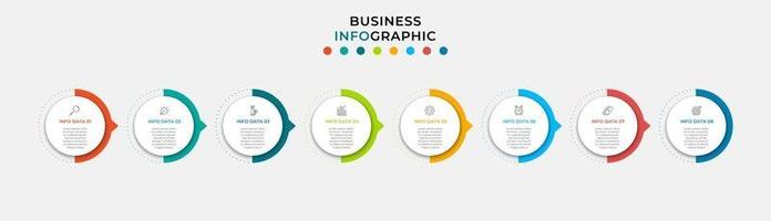 Plantilla de negocio de diseño infográfico con iconos y 8 opciones o pasos. vector