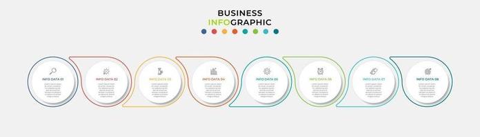 Plantilla de negocio de diseño infográfico con iconos y 8 opciones o pasos. vector