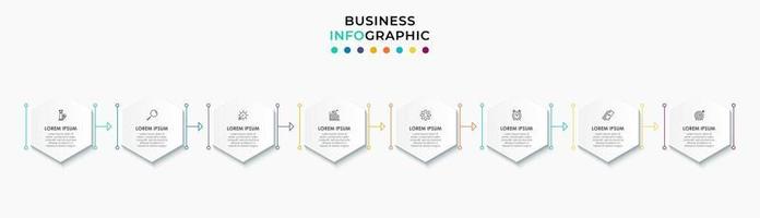 Plantilla de negocio de diseño infográfico con iconos y 8 opciones o pasos. vector