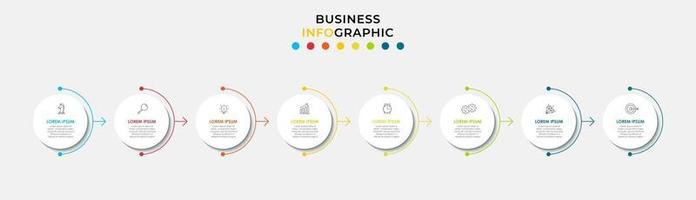 Plantilla de negocio de diseño infográfico con iconos y 8 opciones o pasos. vector