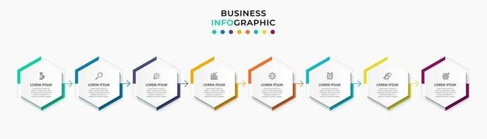 Plantilla de negocio de diseño infográfico con iconos y 8 opciones o pasos. vector