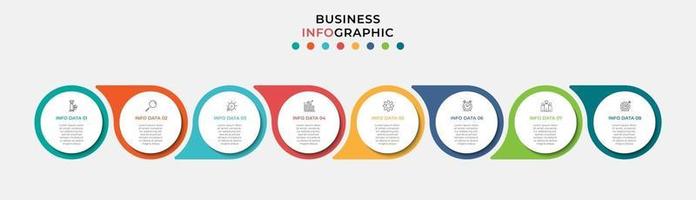 Plantilla de negocio de diseño infográfico con iconos y 8 opciones o pasos. vector