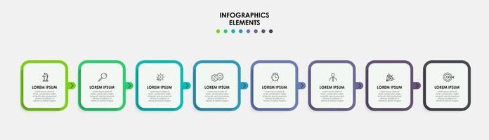 Plantilla de negocio de diseño infográfico con iconos y 8 opciones o pasos. vector