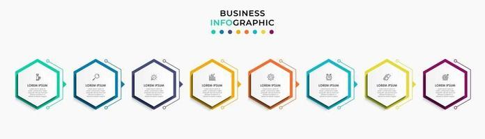 Plantilla de negocio de diseño infográfico con iconos y 8 opciones o pasos. vector