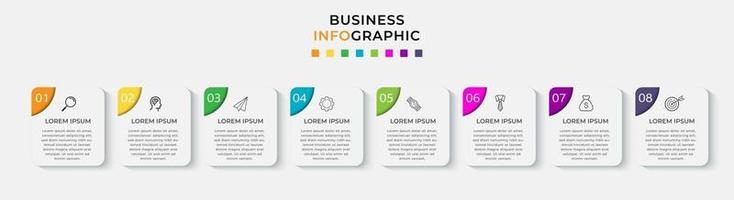 Plantilla de negocio de diseño infográfico con iconos y 8 opciones o pasos. vector