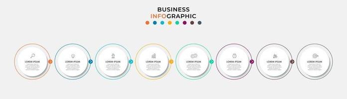 Plantilla de negocio de diseño infográfico con iconos y 8 opciones o pasos. vector