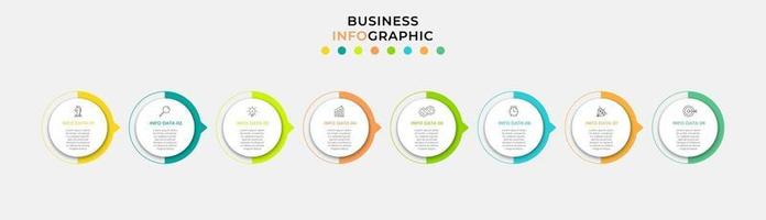 Plantilla de negocio de diseño infográfico con iconos y 8 opciones o pasos. vector