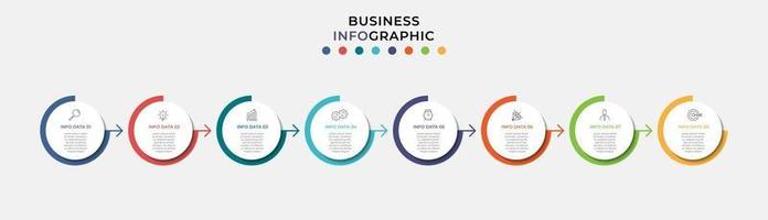 Plantilla de negocio de diseño infográfico con iconos y 8 opciones o pasos. vector