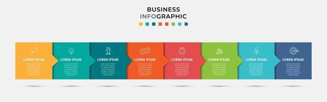 Plantilla de negocio de diseño infográfico con iconos y 8 opciones o pasos. vector