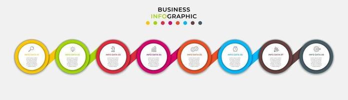 Plantilla de negocio de diseño infográfico con iconos y 8 opciones o pasos. vector