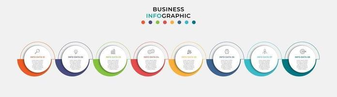 Plantilla de negocio de diseño infográfico con iconos y 8 opciones o pasos. vector