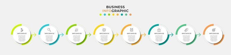 Plantilla de negocio de diseño infográfico con iconos y 8 opciones o pasos. vector