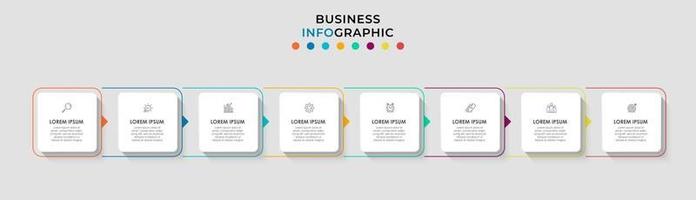 Plantilla de negocio de diseño infográfico con iconos y 8 opciones o pasos. vector