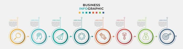 Plantilla de negocio de diseño infográfico con iconos y 8 opciones o pasos. vector