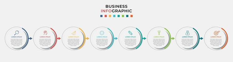 Plantilla de negocio de diseño infográfico con iconos y 8 opciones o pasos. vector