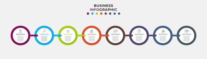 Plantilla de negocio de diseño infográfico con iconos y 8 opciones o pasos. vector