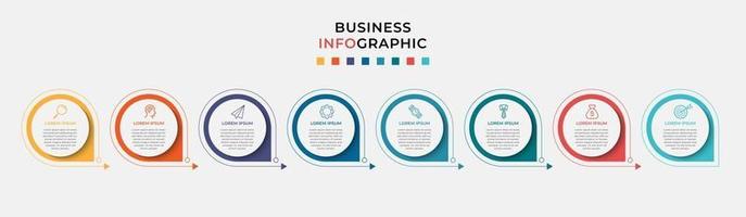 Plantilla de negocio de diseño infográfico con iconos y 8 opciones o pasos. vector