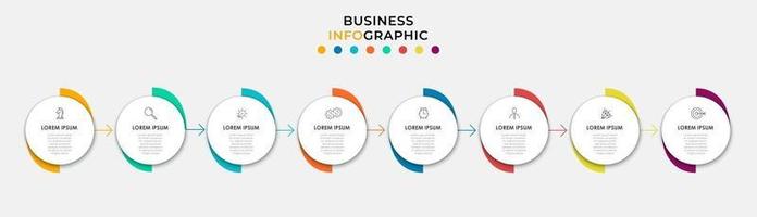 Plantilla de negocio de diseño infográfico con iconos y 8 opciones o pasos. vector