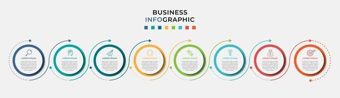 Plantilla de negocio de diseño infográfico con iconos y 8 opciones o pasos. vector