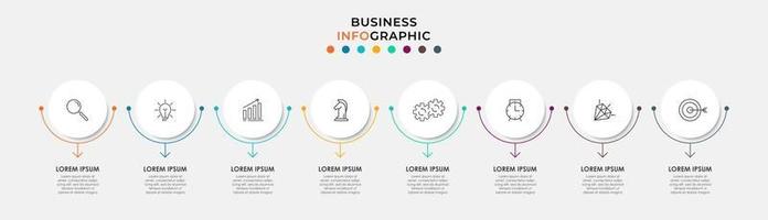 Plantilla de negocio de diseño infográfico con iconos y 8 opciones o pasos. vector